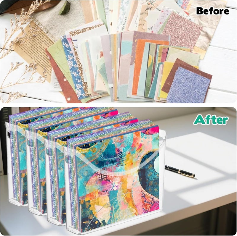 Rainmae 4 Pack Scrapbook Paper Storage Organizer with Handle Plastic Scrapbook Storage Bin Holds 12x12 Inch Craft Papers Books, Vinyl Sheets, Cardstocks for Home Office Garage Tabletop Organization - Image 5